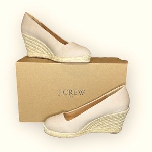 NEW IN BOX J.Crew Canvas Espadrille Wedges in Beige/Flax - 7M